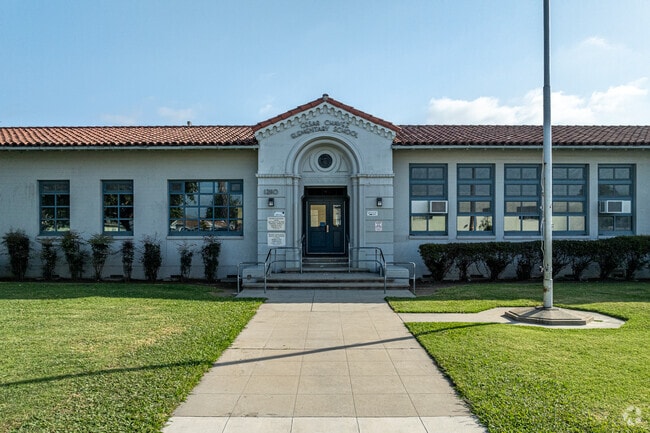 The front entrance to Cesar Chavez Elementary School in Norwalk.