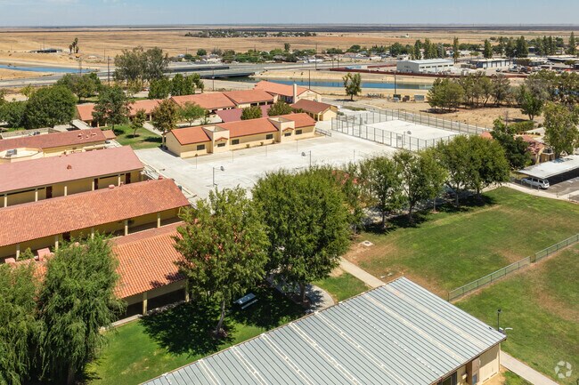 A.M. Thomas Middle School provides large green areas for students to play and relax.