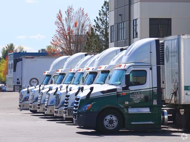 Trucks await their cargo at a West Fife depot.