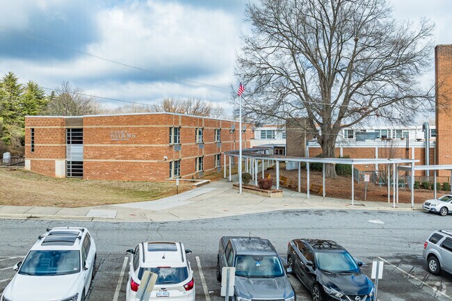 Welborn Middle School welcomes visitors with a warm and inviting entrance.