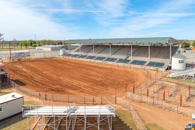 Watch cowboys ride bucking broncos at the Woodward County Fairgrounds and Rodeo yard