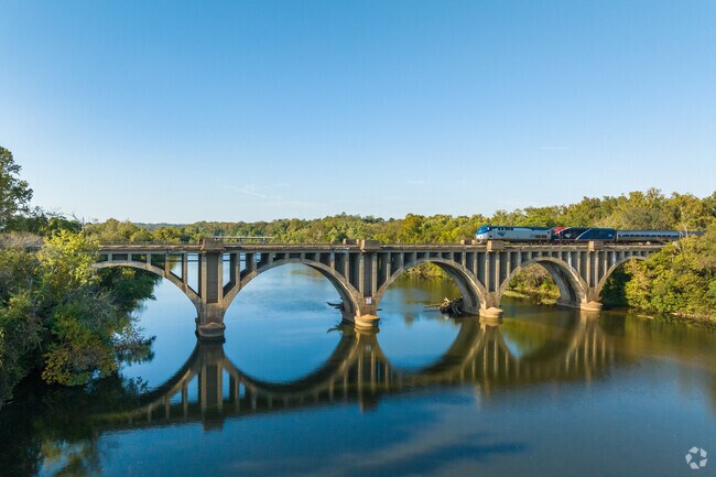 The Amtrak near Lafayette takes Fredericksburg locals over the Rappahannock to Washington DC.