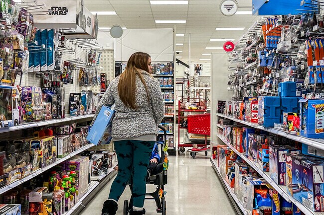 Shopping for toys at Target in Rhawnhurst.