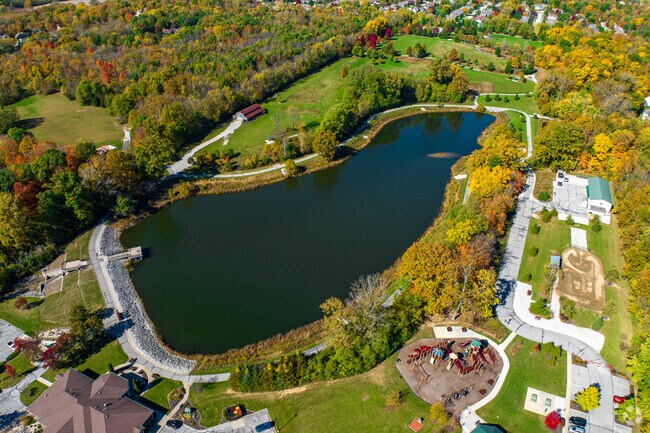 Lake View Pond behind the Avon town hall has walking trails wrapping around.