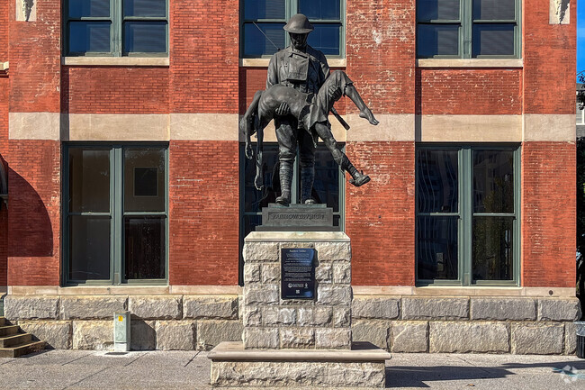 Minutes away from West Montgomery a statue commemorates the Rainbow Soldier.