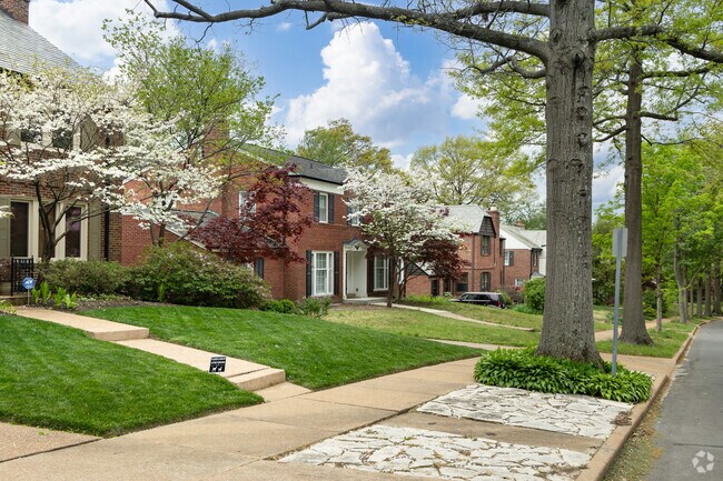 Downtown Clayton's neighborhood streets are lined with mature trees.