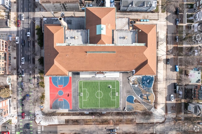 Jahn School of Fine Arts has a great play area with sports fields.
