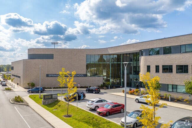 Students take in the massive campus of Springfield High School of Springfield Township.