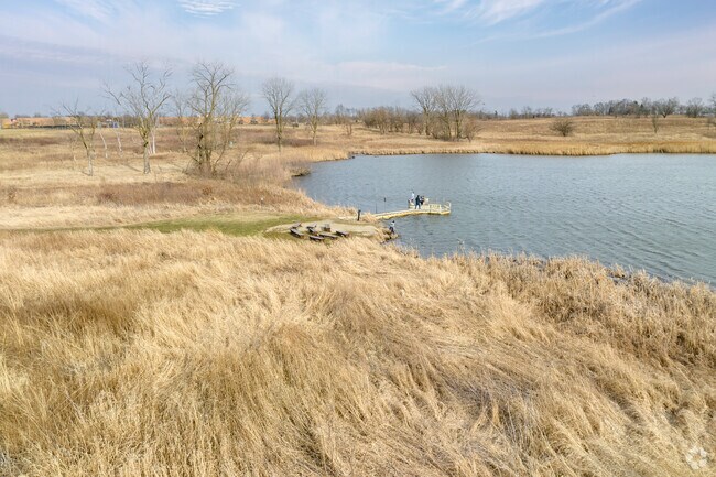 Peck Farm Park, where you can enjoy mowed walking trails, sports fields and a butterfly house.