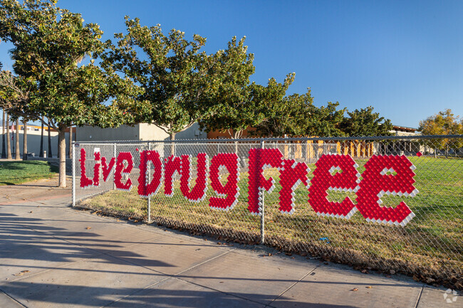 A reminder to live drug-free is seen at North Mountain Middle School in San Jacinto.