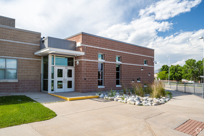 A side entrance at Aspen Creek K-8 School in Broomfield, Colorado.