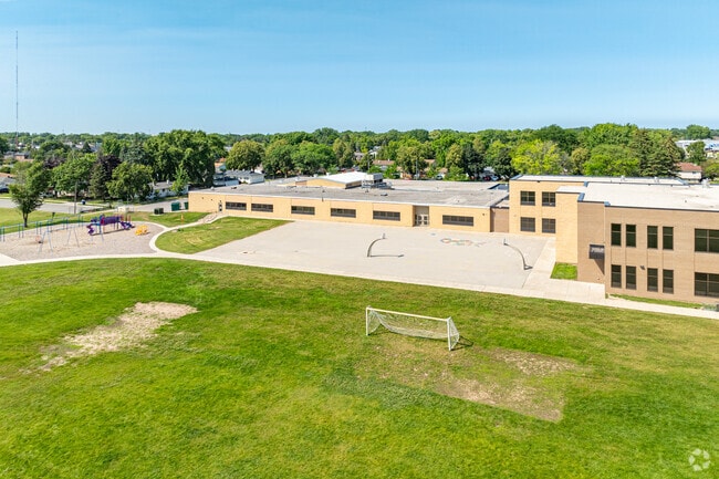 Basketball courts and soccer fields await the kids at Eisenhower Elementary School in Green Bay.