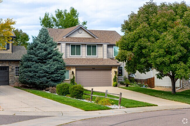 Craftsman houses of different sizes line the streets of Chatfield Bluffs.