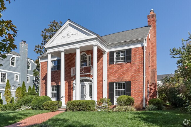 Gorgeous Colonial homes with large facades stand tall in the Chevy Chase Terrace neighborhood.