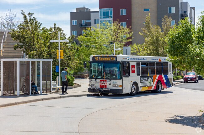 Residents can hop on the RTD bus system at several stops along East Evans Avenue.