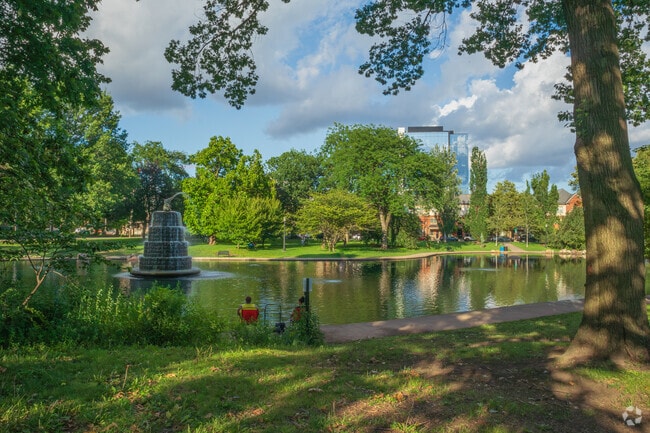 Residents can fish along the pond in Goodale Park.