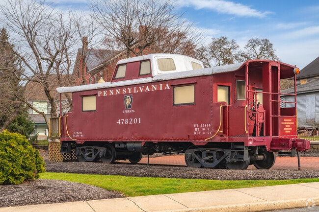 A historic train car sits right in Ephrata to commemorate the old rail line.