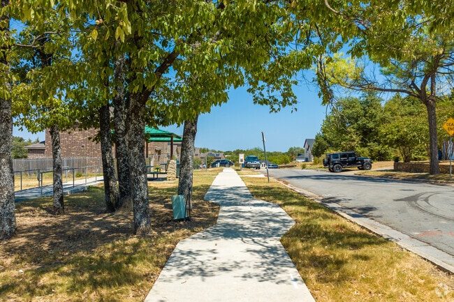 Hutchins residents enjoy strolling along the tree-lined neighborhood sidewalks.