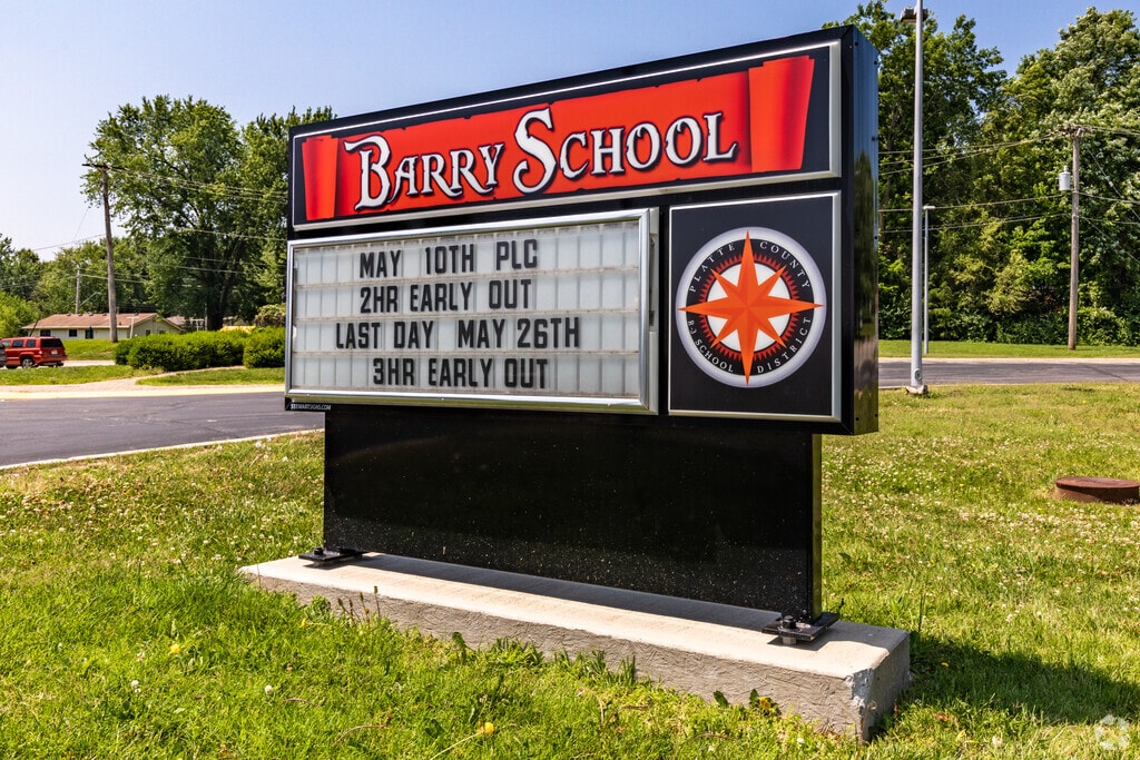 Barry School signage displays school news and signage.