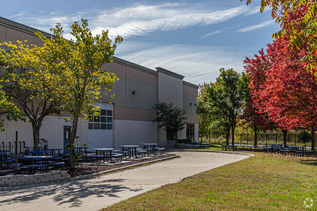 Founders Classical Academy has seating outdoors.