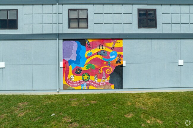 Southside School in Ridgemark has some colorful murals that line its walls.