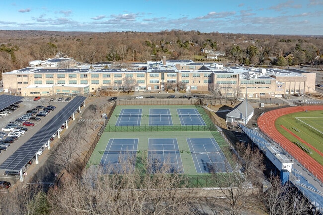 Fairfield Ludlowe HS shares it's playing fields and courts with Roger Ludlowe MS.