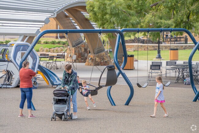 The swings at Stephenson Park are a favorite for children to play on.