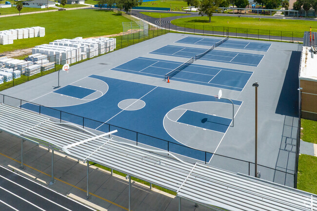 Diplomat Middle School in the Mariner Neighborhood has basketball and tennis outdoors on campus.