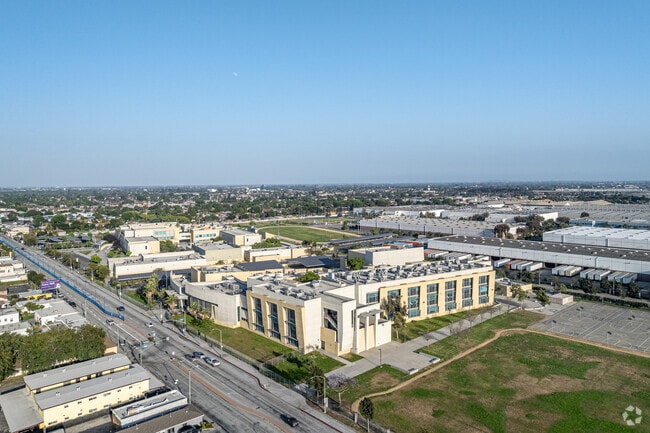 An aerial view of the classrooms at South East Middle School in South Gate.