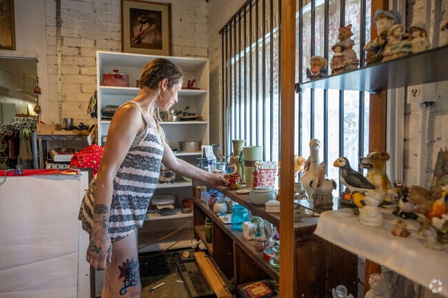 Mom's Curiosity Shop sells trinkets and antiques.