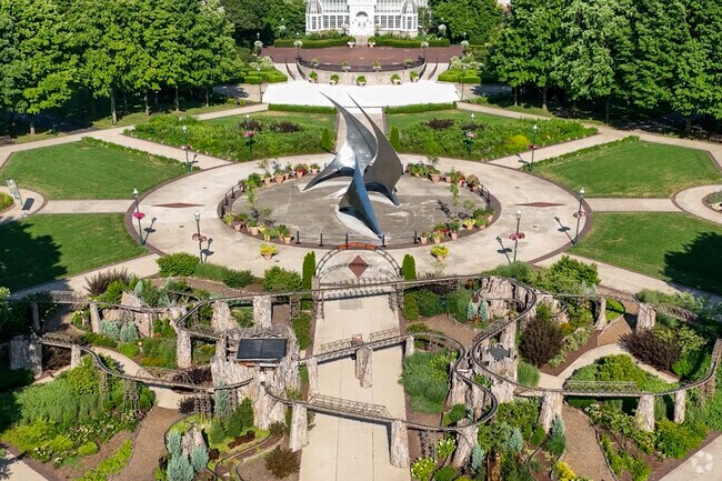 Stroll through the Palm House Courtyard at Franklin Park Conservatory in Franklin Park.