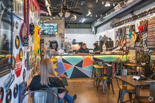 Rutabaga's Market an Cafe features a cozy atmosphere with signs all over the walls.