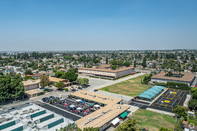 The classrooms and play area at St Hilary Elementary School in Pico Rivera.