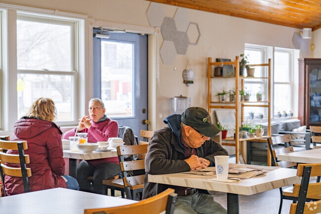 Residents of Ellery gather over morning coffee to catch up on what's going on around town.