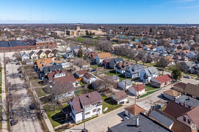 The Rufus King neighborhood and high school in the distance