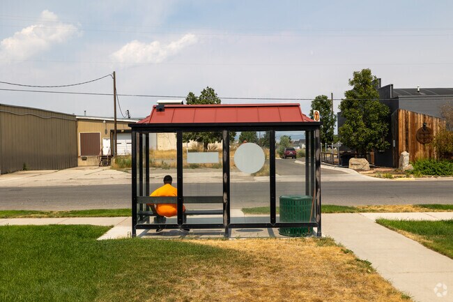 A quiet moment at a Helena bus stop, a gateway to the city's many destinations.