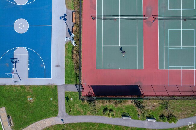Gaverson Playground has large athletic fields including a tennis court near Five Fields.
