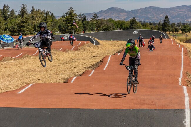 A series of bumps at the North Bay BMX Qualifier BMX Track can get riders some air.