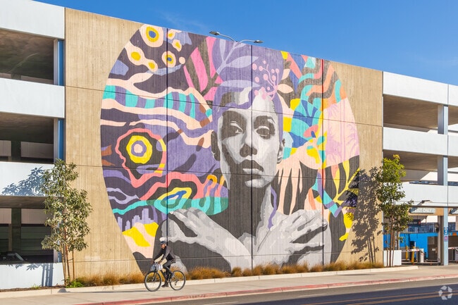 You can find public art surrounding West Village-Long Beach.