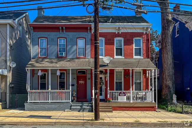 Colorful row homes line the streets of Columbia.