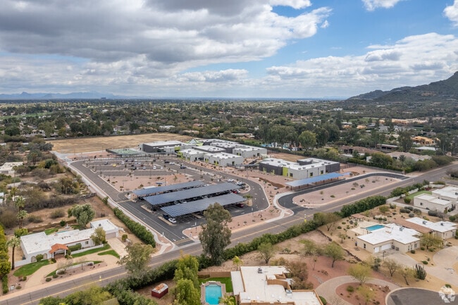 Overview of Cherokee Elementary School's campus and the surrounding neighborhood.