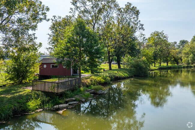 Locals use the dock at Delinger Pond for fishing the stocked trout waters.
