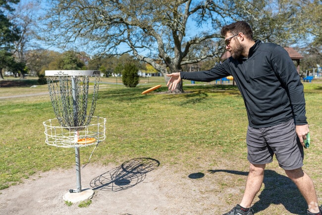 Lafayette-Winona locals love to toss discs at the frisbee golf course in Lafayette Park.