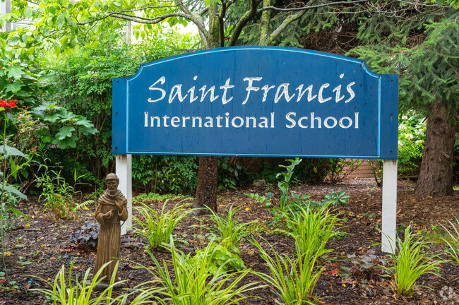 Signage for St. Francis International School in Silver Spring Park.