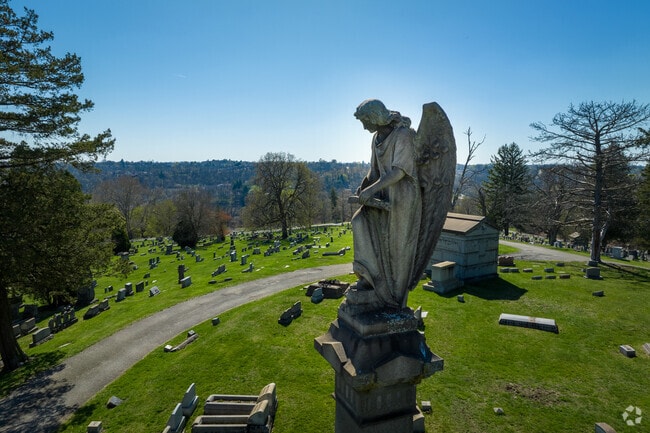 Angelic Monuments and Grave Markers across Carrick's South Side Cemetery