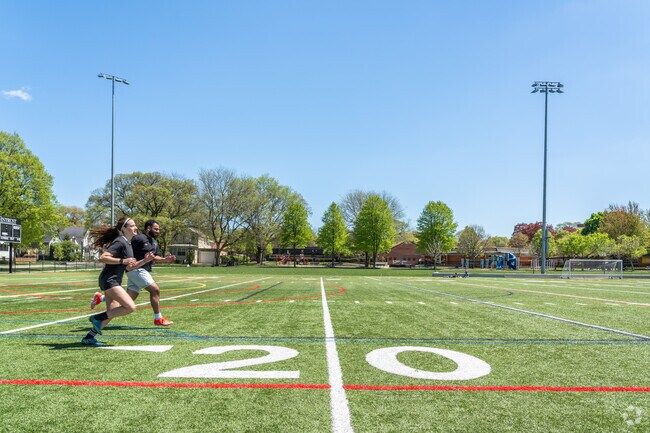 The turf field at Robert Crown Community Center in Evanston is a great place to do sprints.