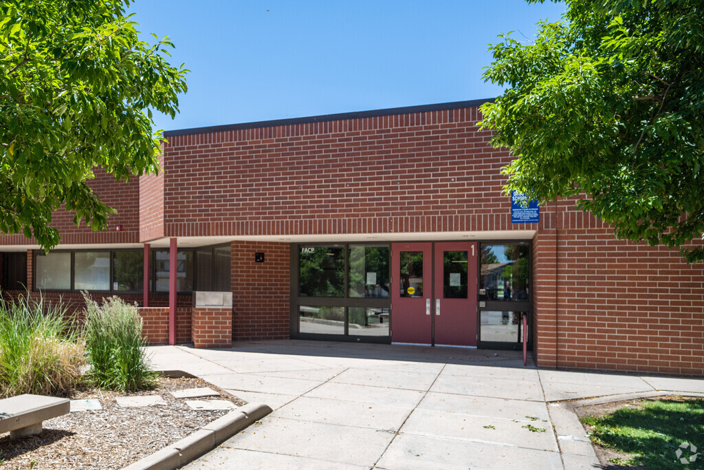 The entrance at Sheridan Green Elementary in Broomfield, Colorado.