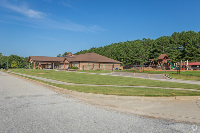 wide shot of the front of the school