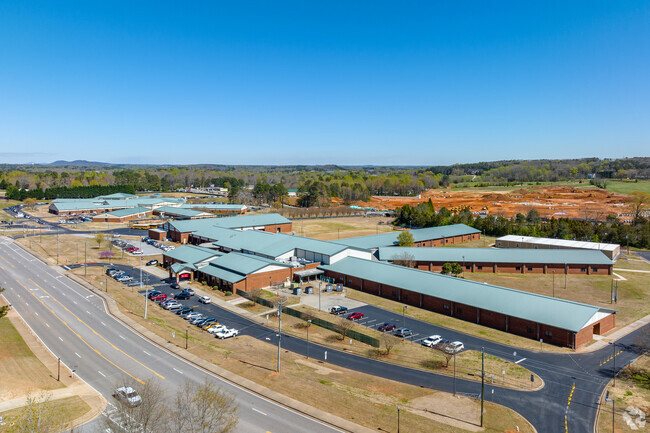 Aerial view of Otwell Middle School and Cumming Elementary School