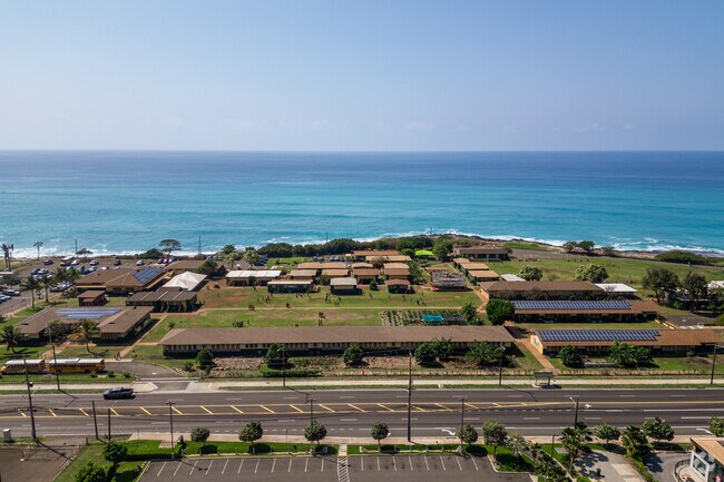 Elementary aged kids in Nanakuli can enjoy their school lessons with a beautiful view of the Pacific Ocean.